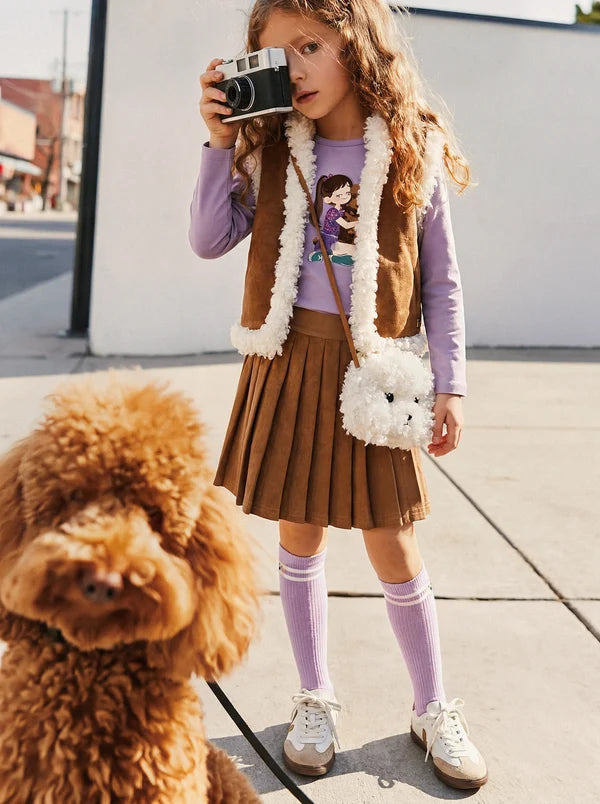 Deux Par Deux Girls Pleated Skirt    J20I81   Thrush