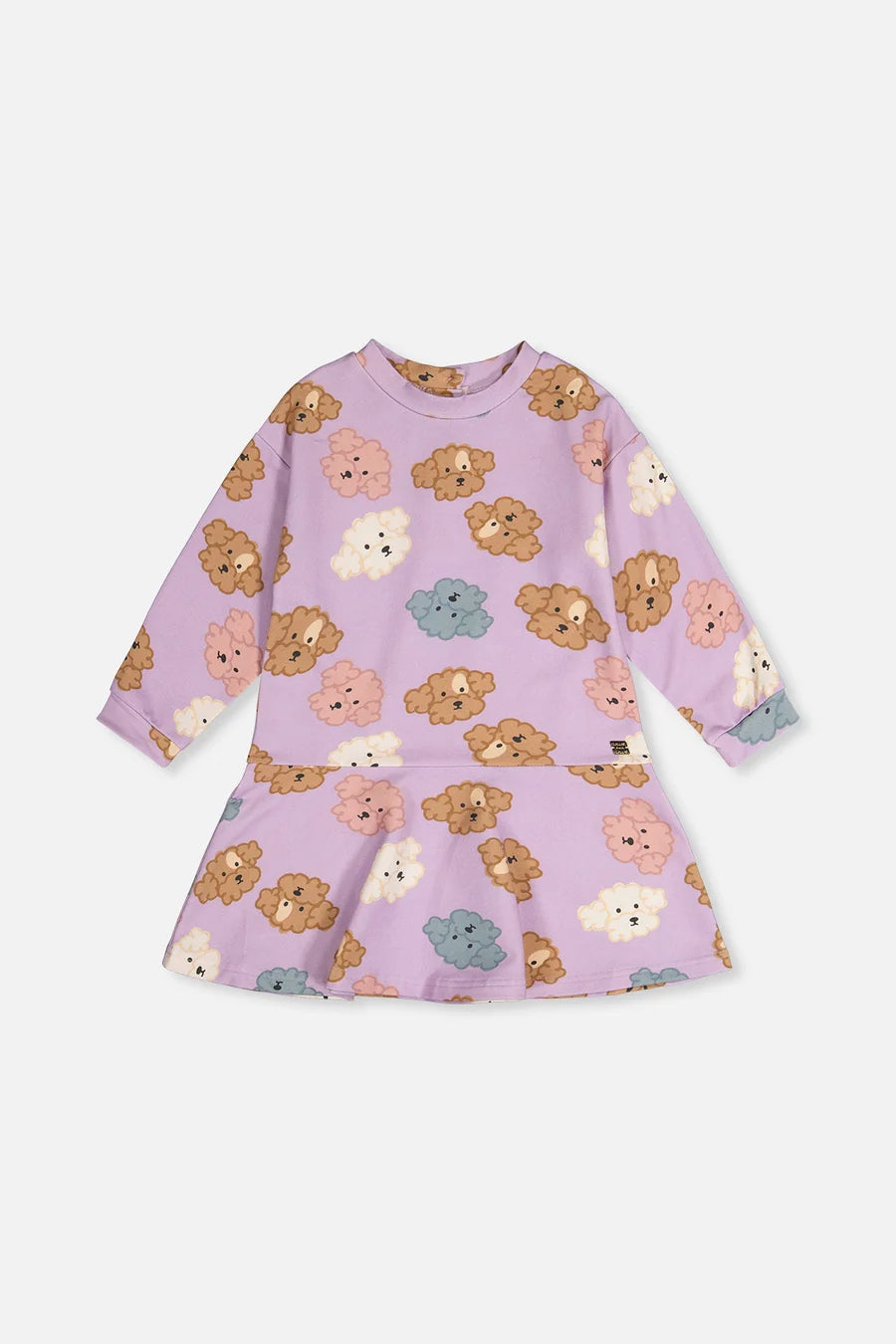 Deux Par Deux Girls French Terry Dress   J20I86   Printed Big Poodle