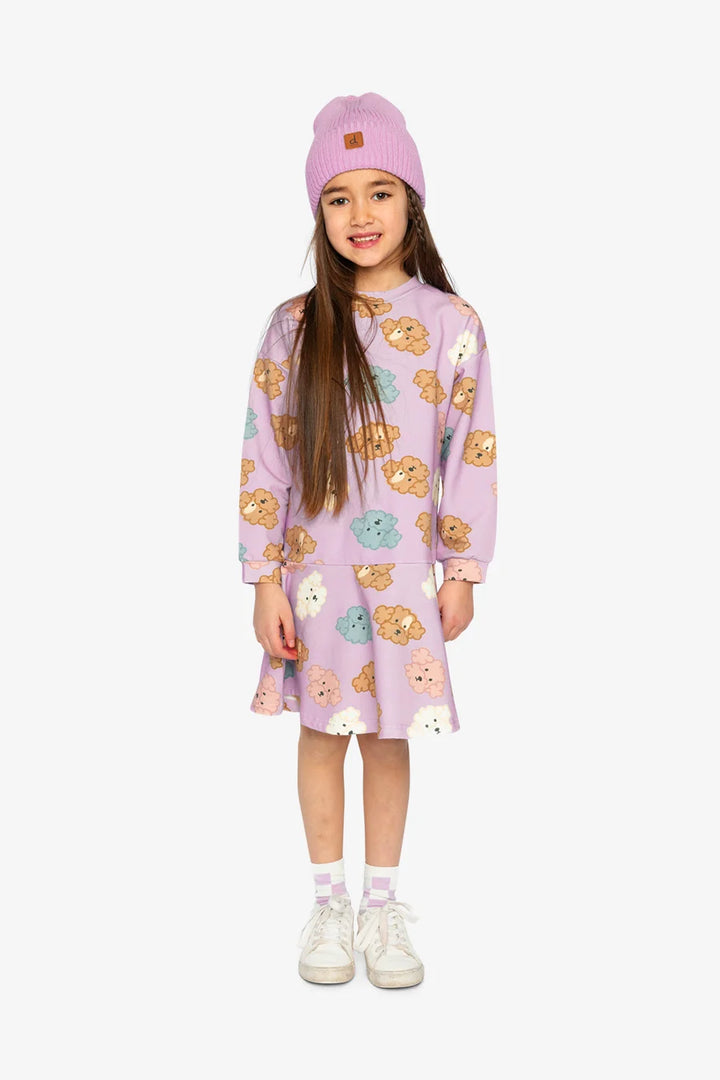 Deux Par Deux Girls French Terry Dress   J20I86   Printed Big Poodle