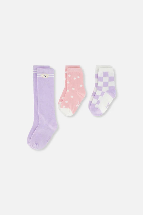 Deux Par Deux Girls Sock Set   J20IS   Orchid Petal