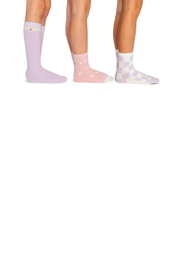 Deux Par Deux Girls Sock Set   J20IS   Orchid Petal
