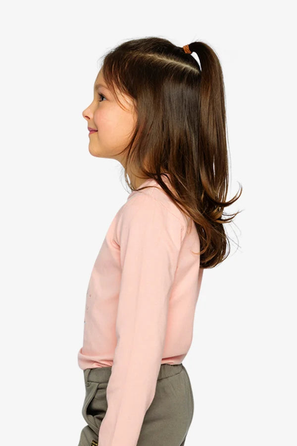 Deux Par Deux Girls Long Sleeve Tee   J20K70   Silver Pink