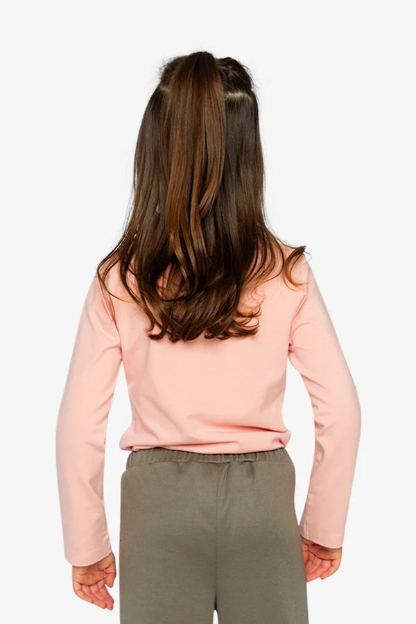 Deux Par Deux Girls Long Sleeve Tee   J20K70   Silver Pink