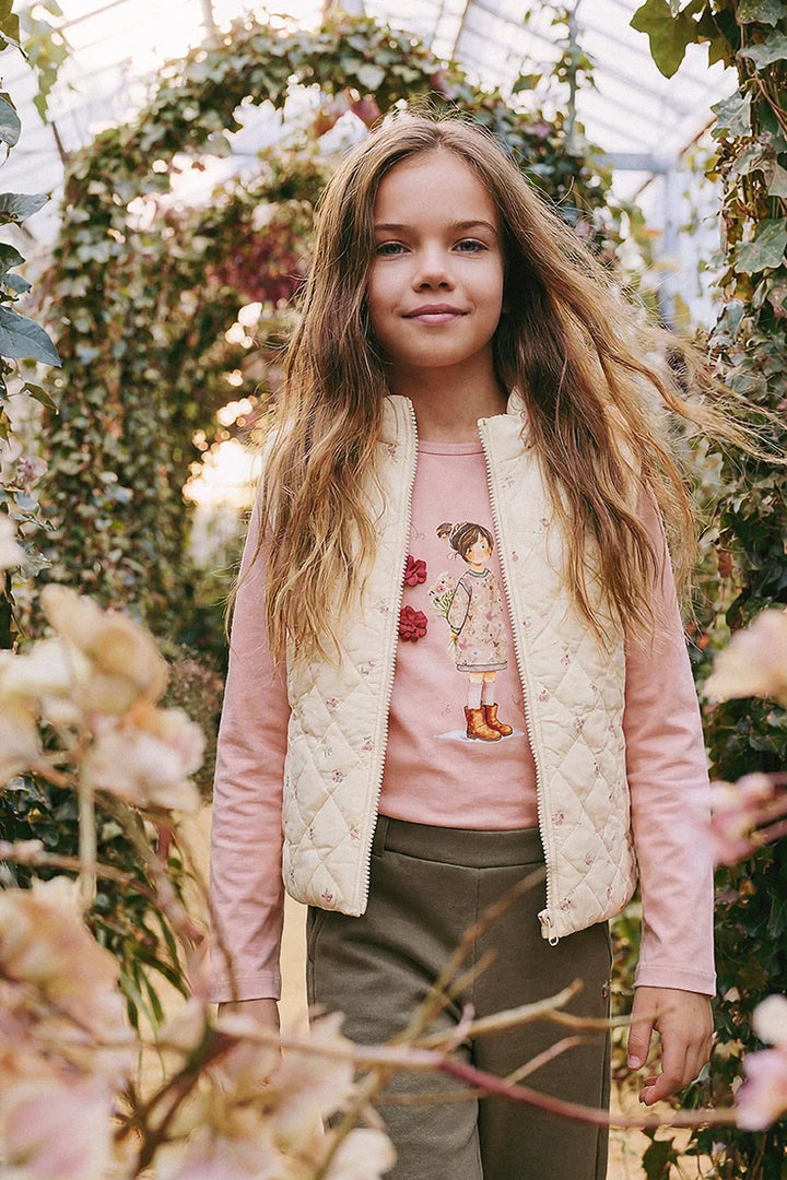 Deux Par Deux Girls Long Sleeve Tee   J20K70   Silver Pink