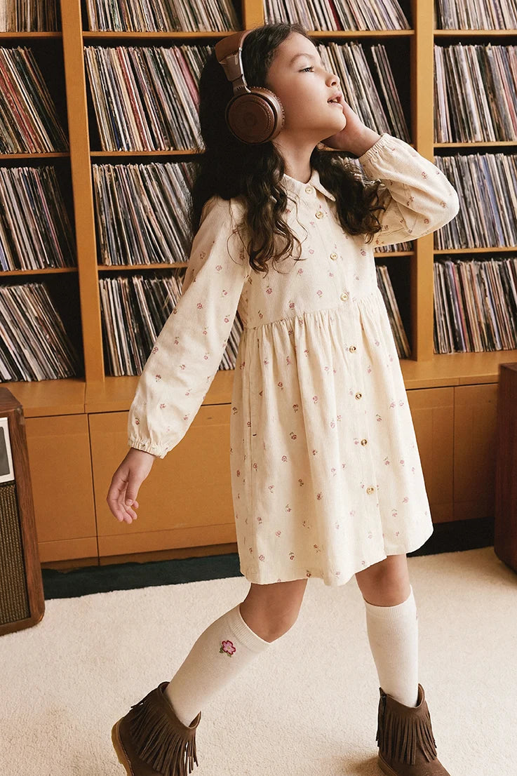 Deux Par Deux Girls Corduroy Dress   J20K86   Prairie Flowers