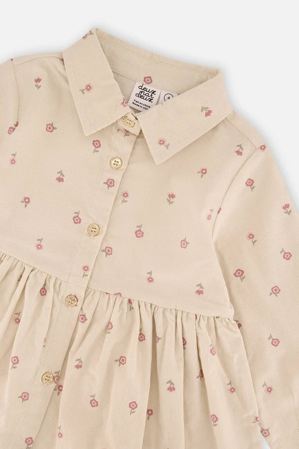 Deux Par Deux Girls Corduroy Dress   J20K86   Prairie Flowers