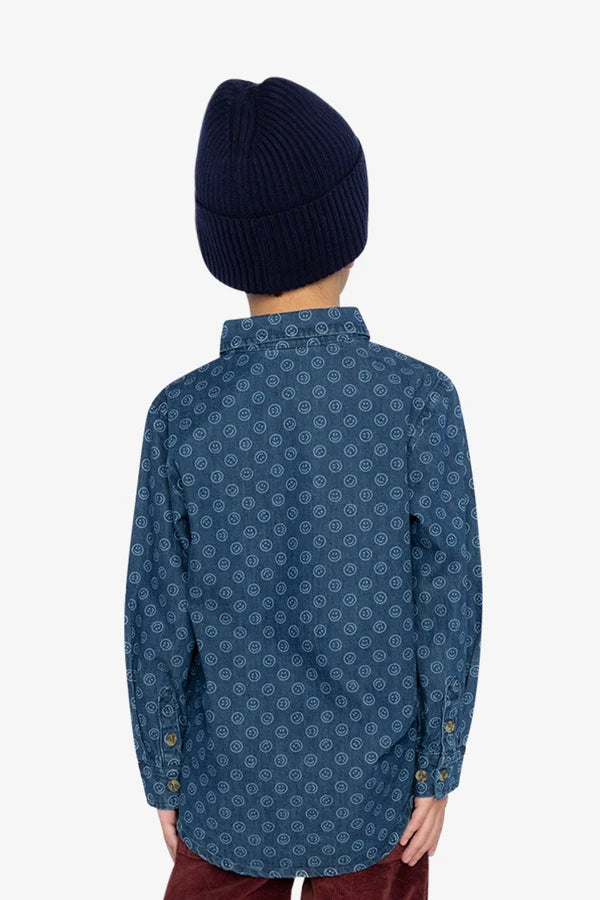 Deux Par Deux Chambray Button Up Shirt   J20M15   Smiley