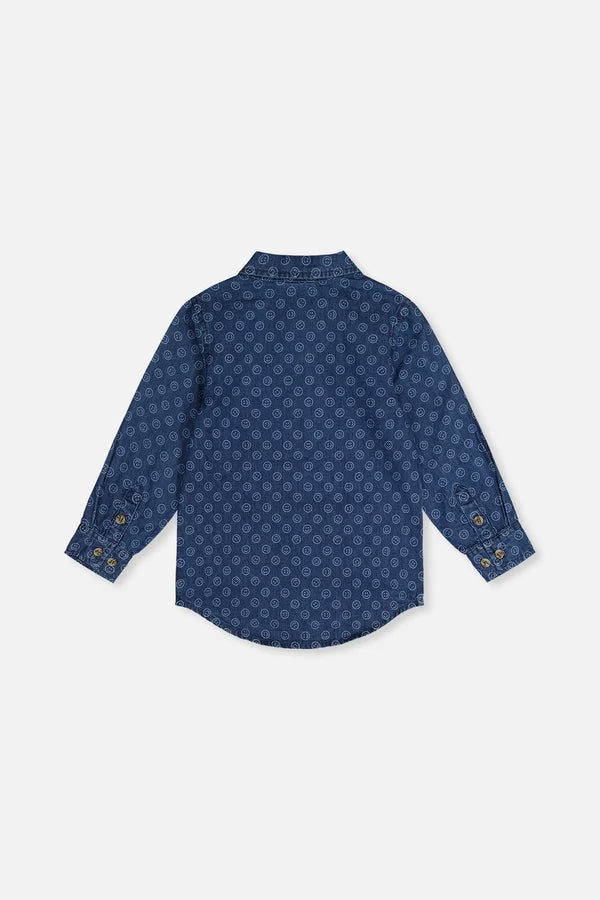 Deux Par Deux Chambray Button Up Shirt   J20M15   Smiley