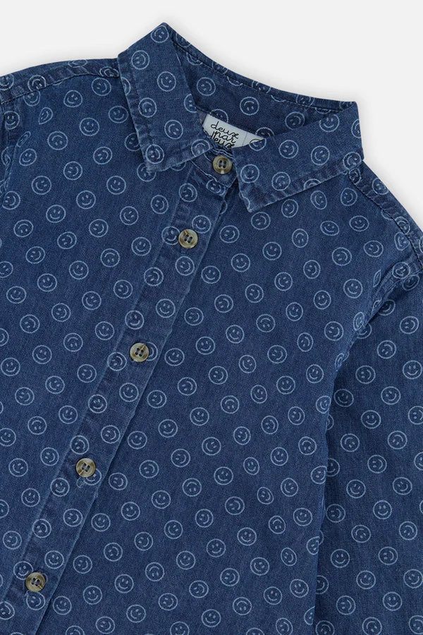 Deux Par Deux Chambray Button Up Shirt   J20M15   Smiley
