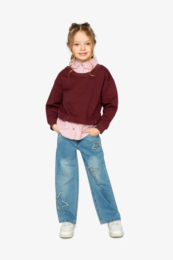 Deux Par Deux Girls Sweater   J20M31   Chocolate Truffle