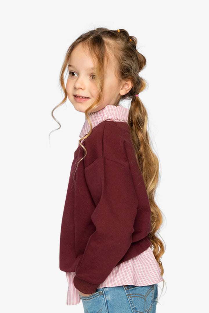 Deux Par Deux Girls Sweater   J20M31   Chocolate Truffle