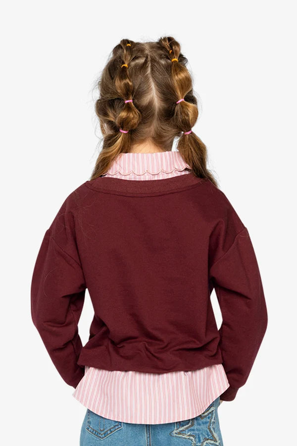 Deux Par Deux Girls Sweater   J20M31   Chocolate Truffle