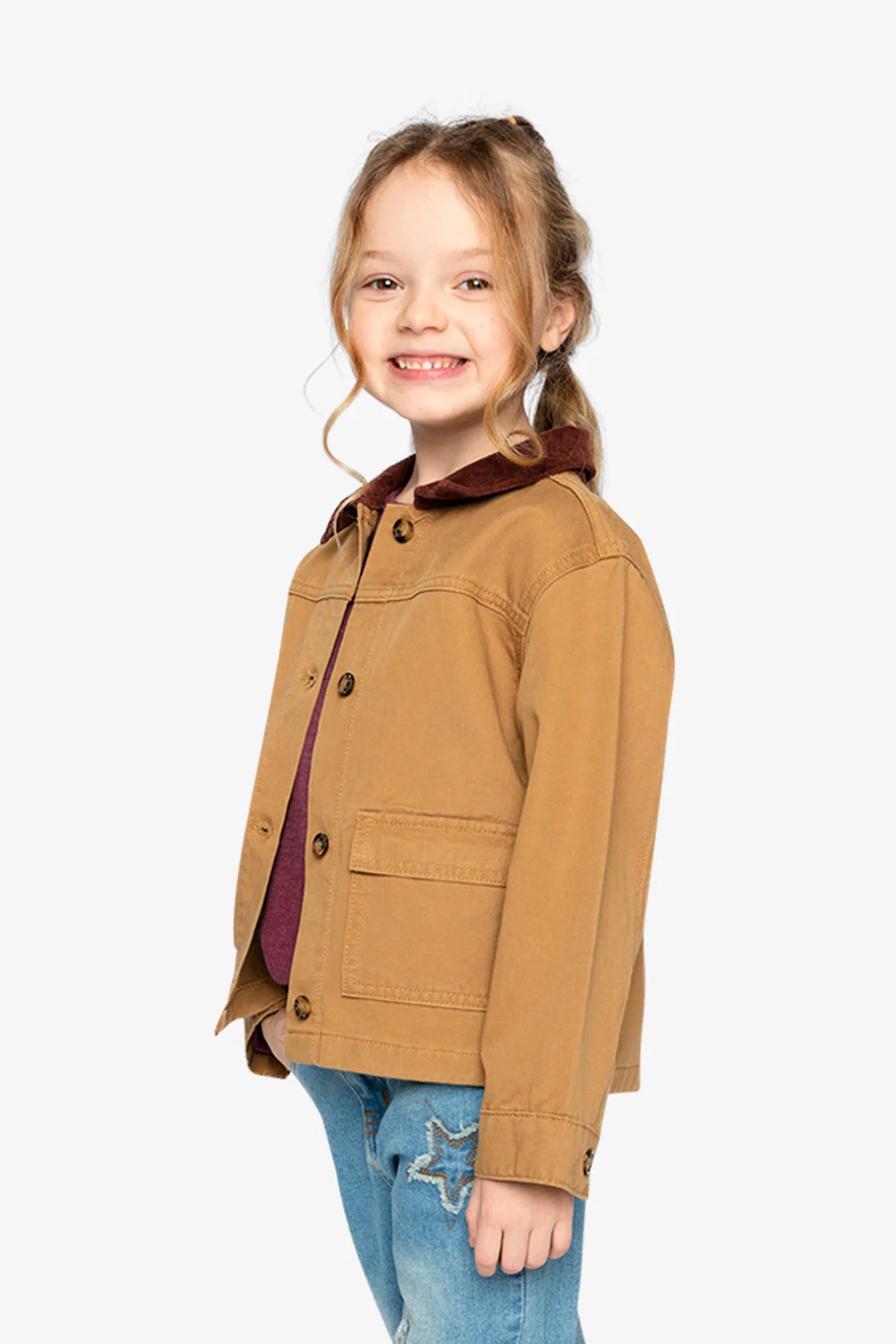 Deux Par Deux Kids Barn Jacket   J20M50   Wood Thrush