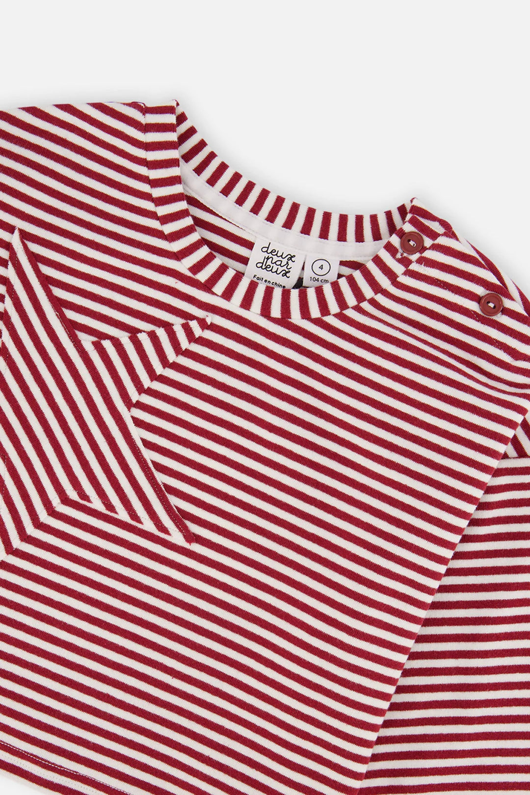 Deux Par Deux Girls Striped Jersey Top    J20M71   Burgundy Offwhite Stripes