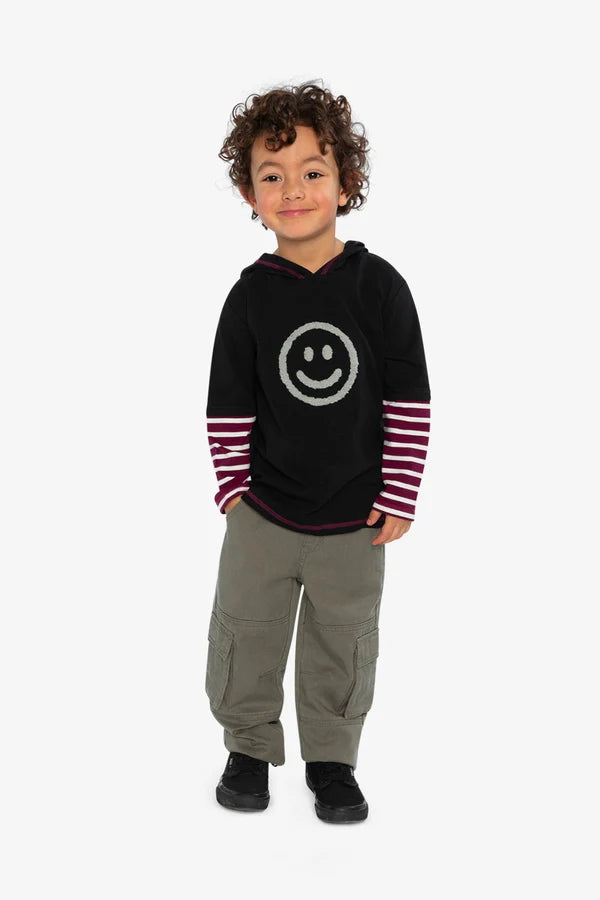 Deux Par Deux Boys  Hooded Shirt   J20M72   Black Iris