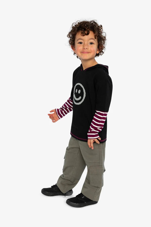 Deux Par Deux Boys  Hooded Shirt   J20M72   Black Iris