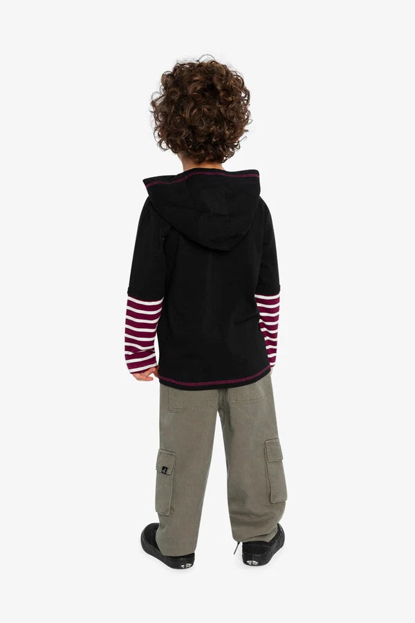 Deux Par Deux Boys  Hooded Shirt   J20M72   Black Iris