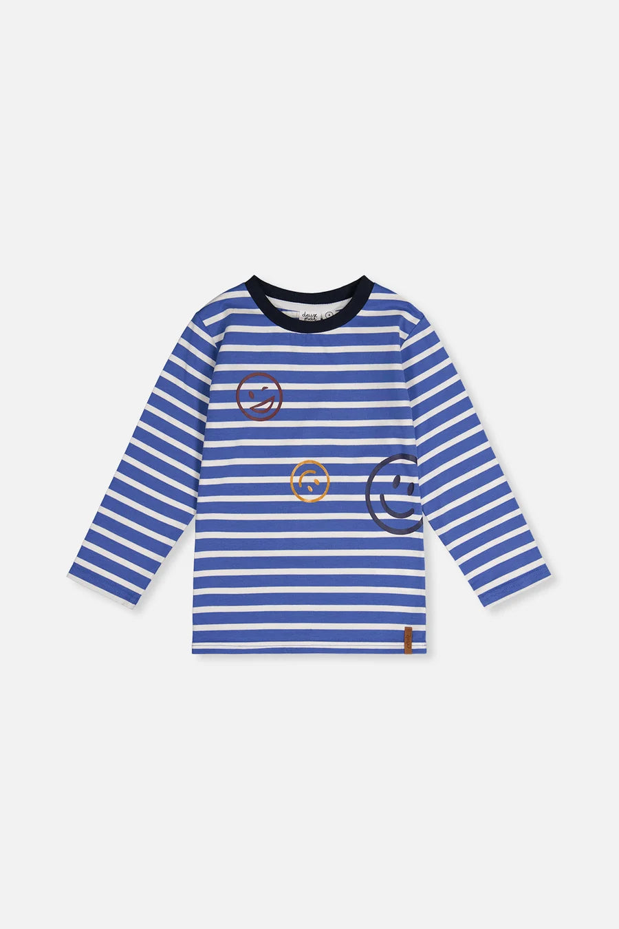 Deux Par Deux Boys Long Sleeve Tee   J20M73   Blue White Stripes