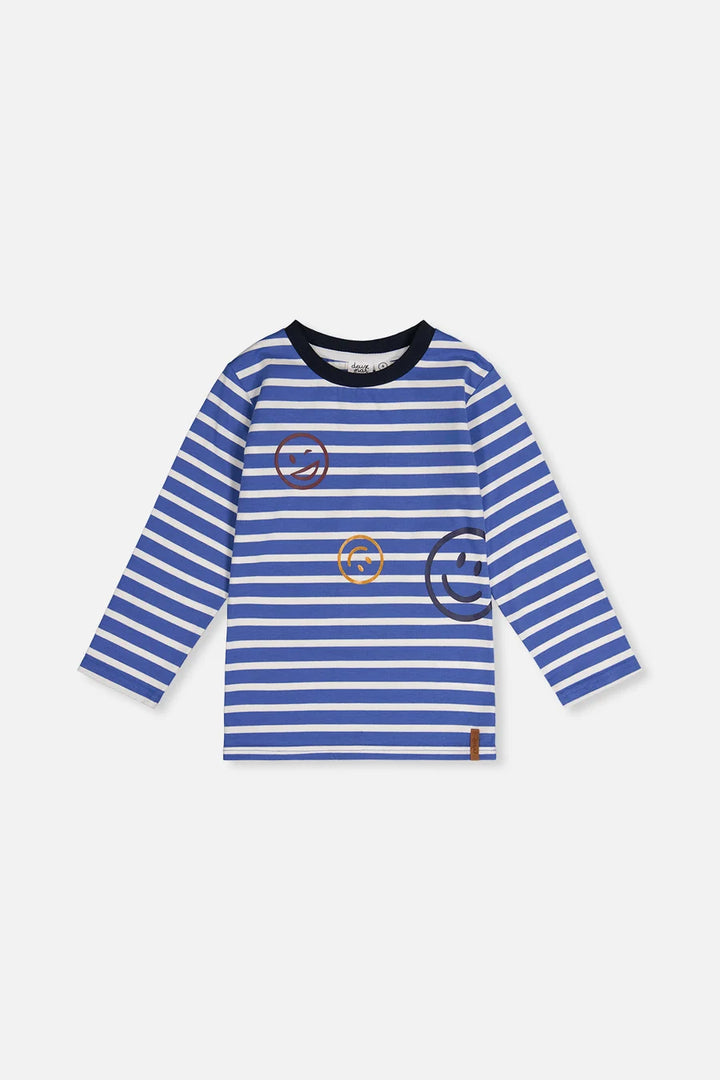 Deux Par Deux Boys Long Sleeve Tee   J20M73   Blue White Stripes
