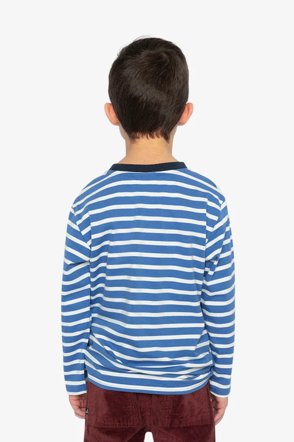 Deux Par Deux Boys Long Sleeve Tee   J20M73   Blue White Stripes