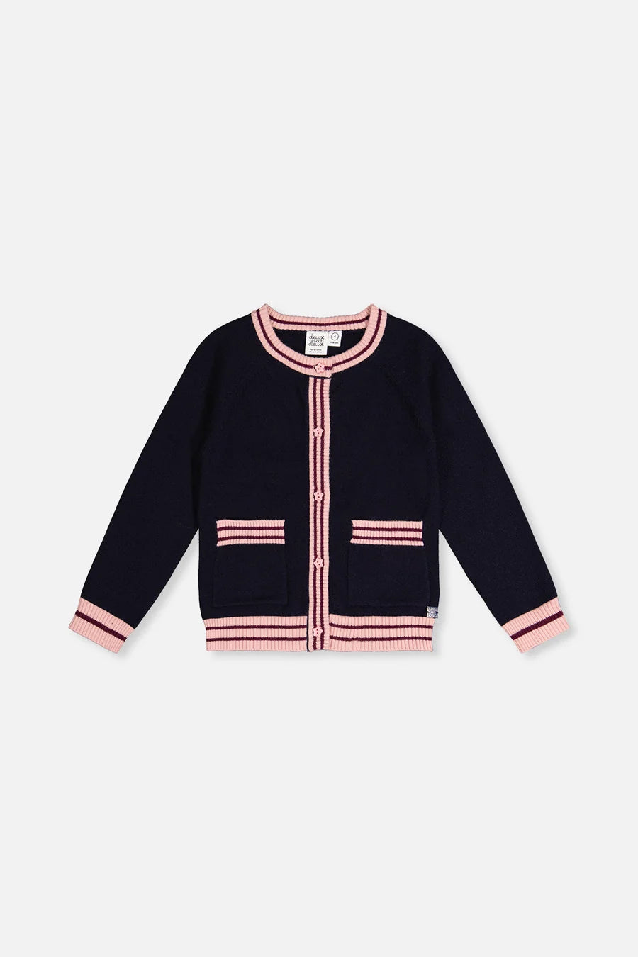 Deux Par Deux Girls Knit Cardigan   J20MT30   Black Iris