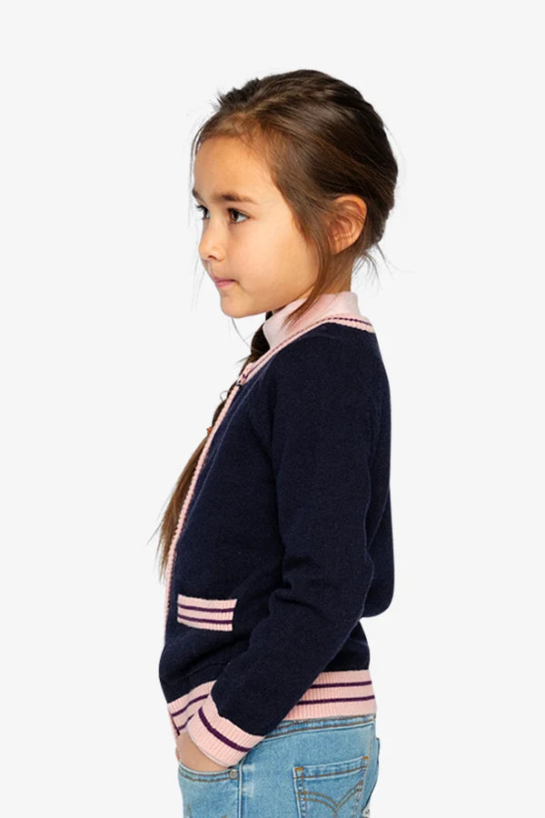 Deux Par Deux Girls Knit Cardigan   J20MT30   Black Iris
