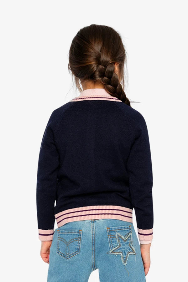 Deux Par Deux Girls Knit Cardigan   J20MT30   Black Iris
