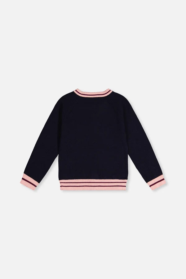 Deux Par Deux Girls Knit Cardigan   J20MT30   Black Iris