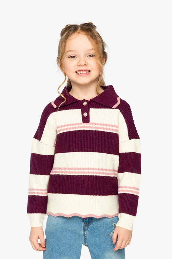 Deux Par Deux Girls Sweaters    J20MT31   Multico Stripes