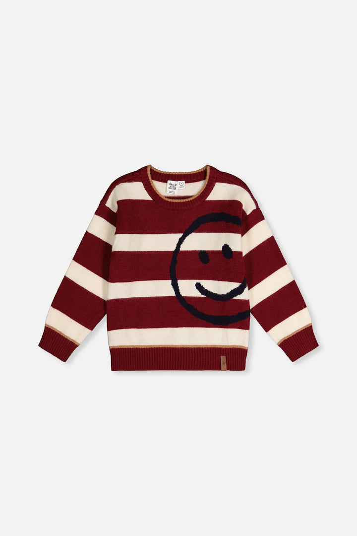 Deux Par Deux Boys Sweater    J20MT32   Big Burgundy Offwhite Stripes