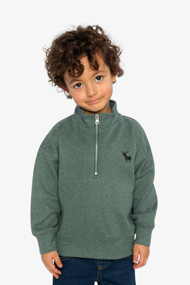 Deux Par Deux Boys Half Zip Mock Neck Sweater   J20OB71   Bistro Green