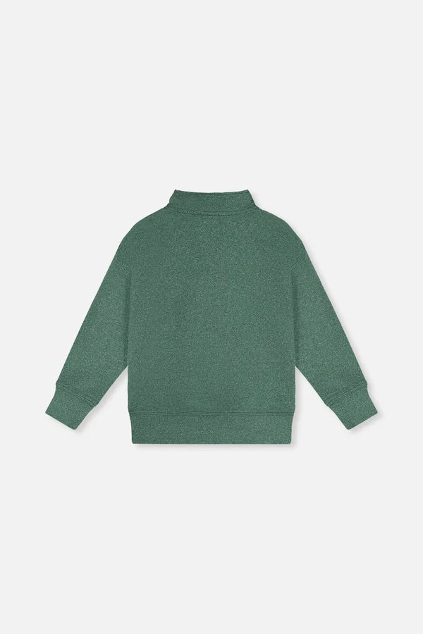 Deux Par Deux Boys Half Zip Mock Neck Sweater   J20OB71   Bistro Green