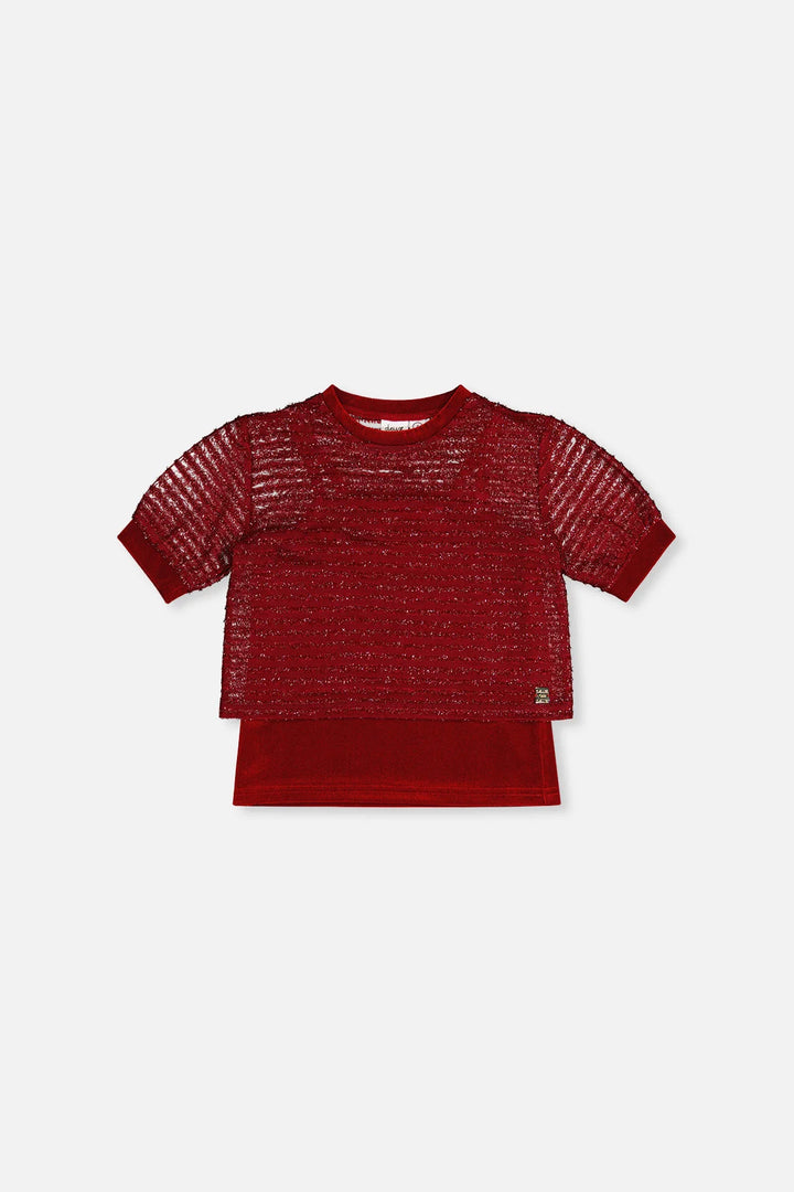 Deux Par Deux Girls Layering Sparkle Top   J20OG70