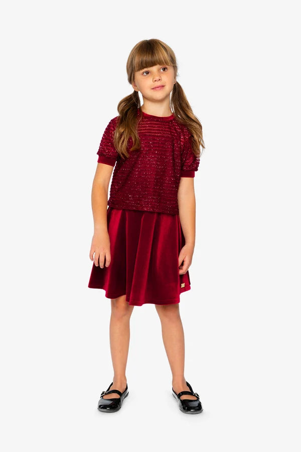 Deux Par Deux Girls Velvet Skirt   J20OG81