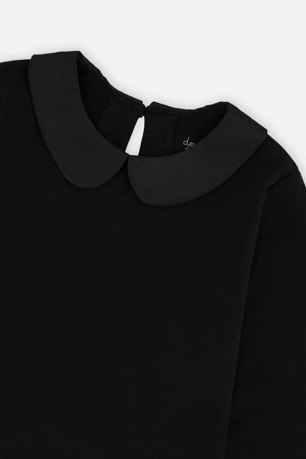 Deux Par Deux Girls Top With Peter Pan Collar   J20Q70    Anthracite