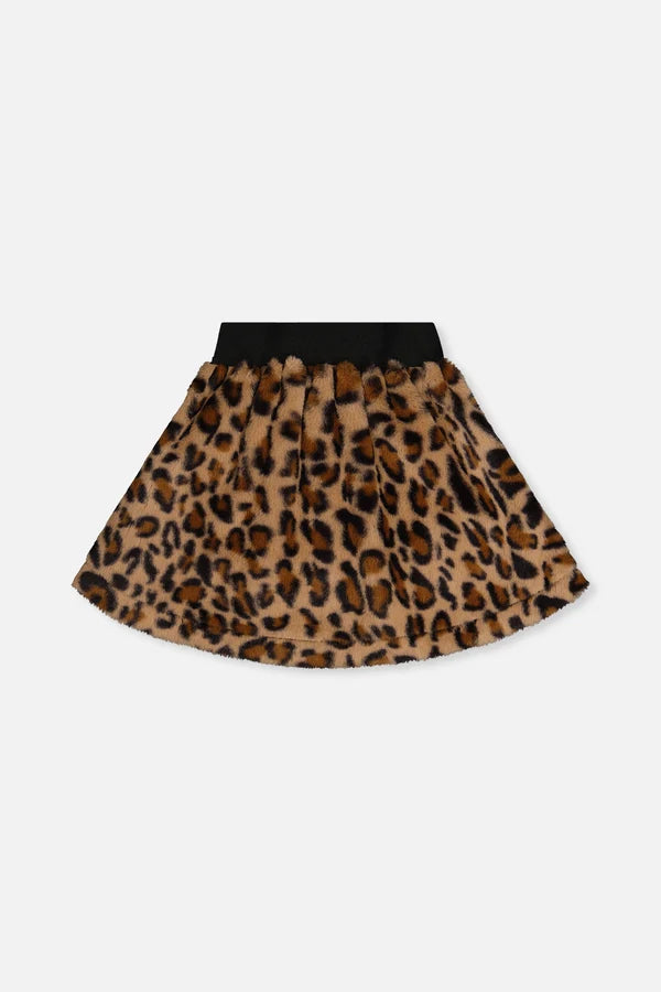 Deux Par Deux Faux Fur Skirt   J20Q80   Brown Leopard Print