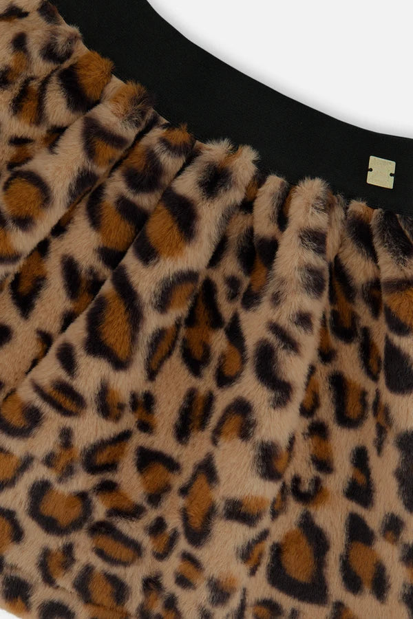 Deux Par Deux Faux Fur Skirt   J20Q80   Brown Leopard Print