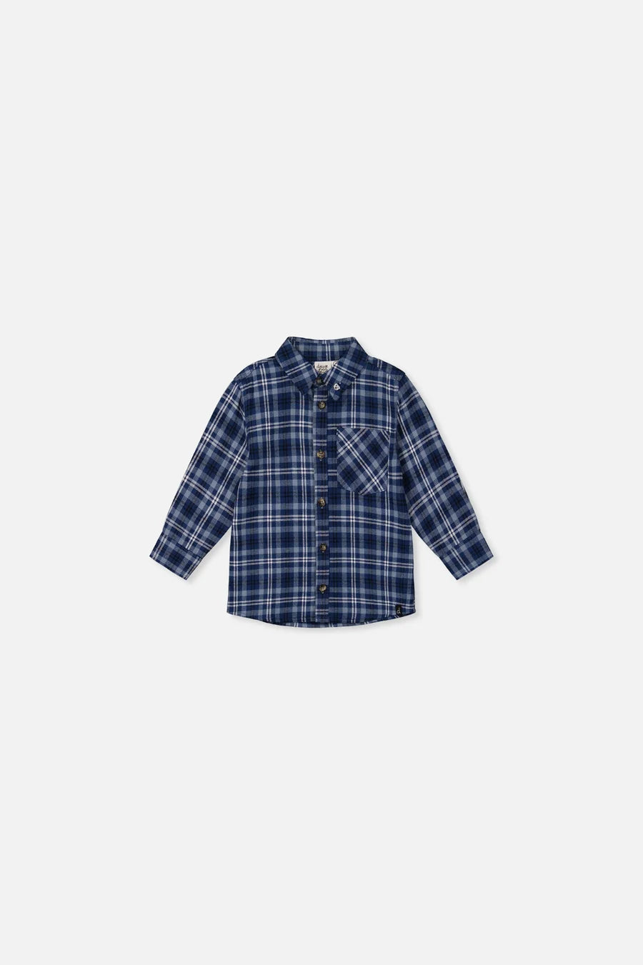 Deux Par Deux Baby Boy Plaid Shirt   J20S15B   Yarn Dye Blue Plaid