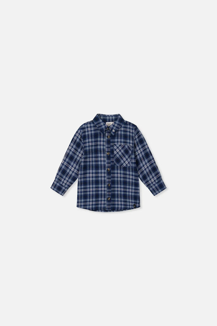 Deux Par Deux Baby Boy Plaid Shirt   J20S15B   Yarn Dye Blue Plaid