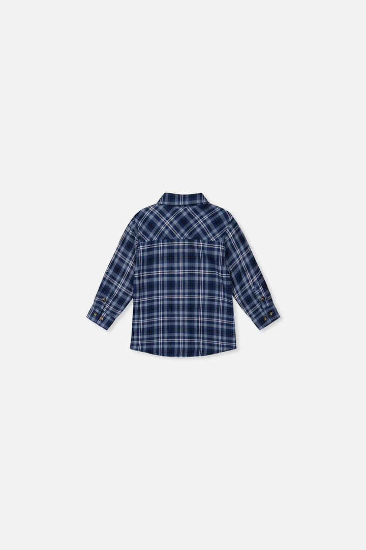 Deux Par Deux Baby Boy Plaid Shirt   J20S15B   Yarn Dye Blue Plaid