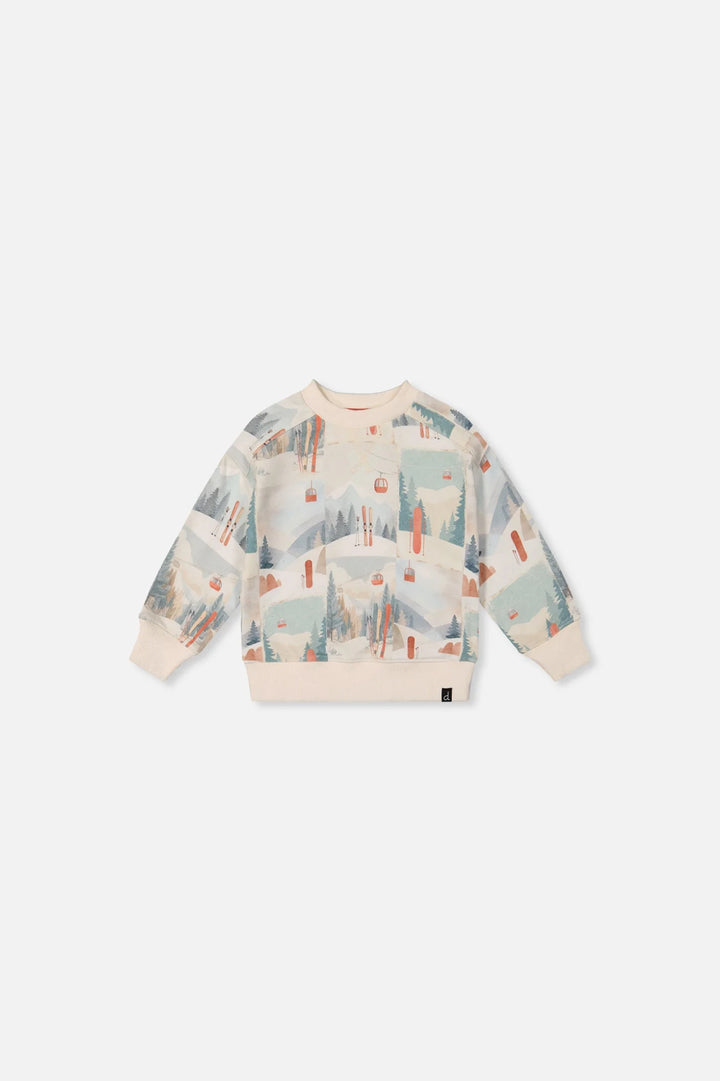 Deux Par Deux Baby Boy Fleece Sweatshirt   J20S30B   Printed Vintage Ski