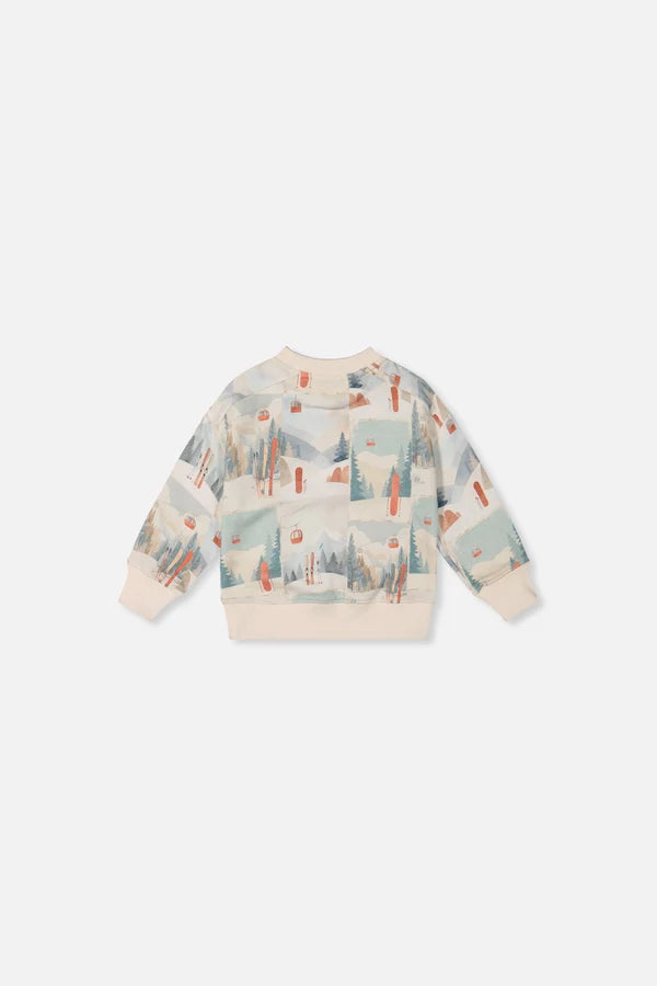 Deux Par Deux Baby Boy Fleece Sweatshirt   J20S30B   Printed Vintage Ski