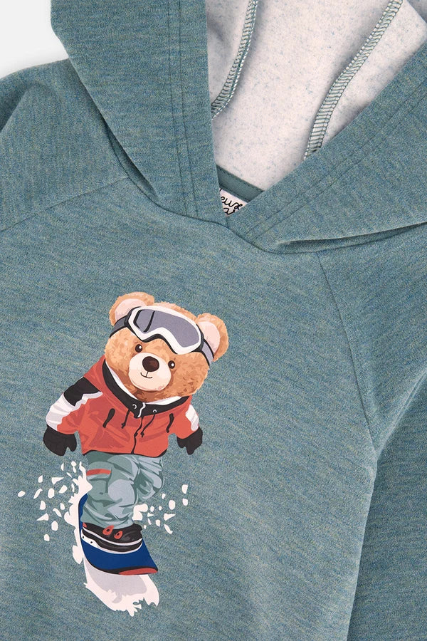 Deux Par Deux Baby Boy Hoodie    J20S32B   Stone Blue