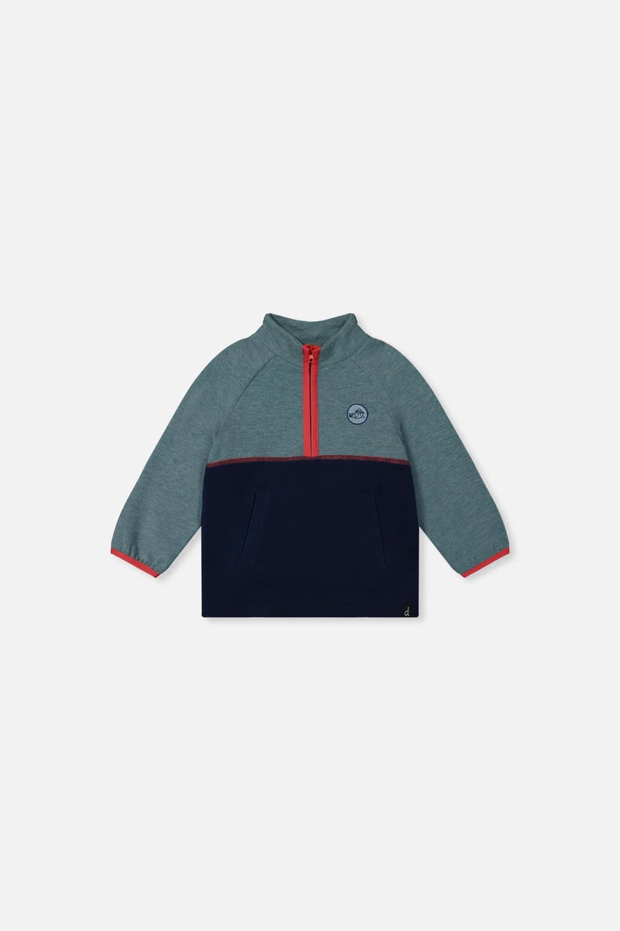 Deux Par Deux Baby Boy 1/4 Zip Mock Neck Top   J20S33B    Stone Blue