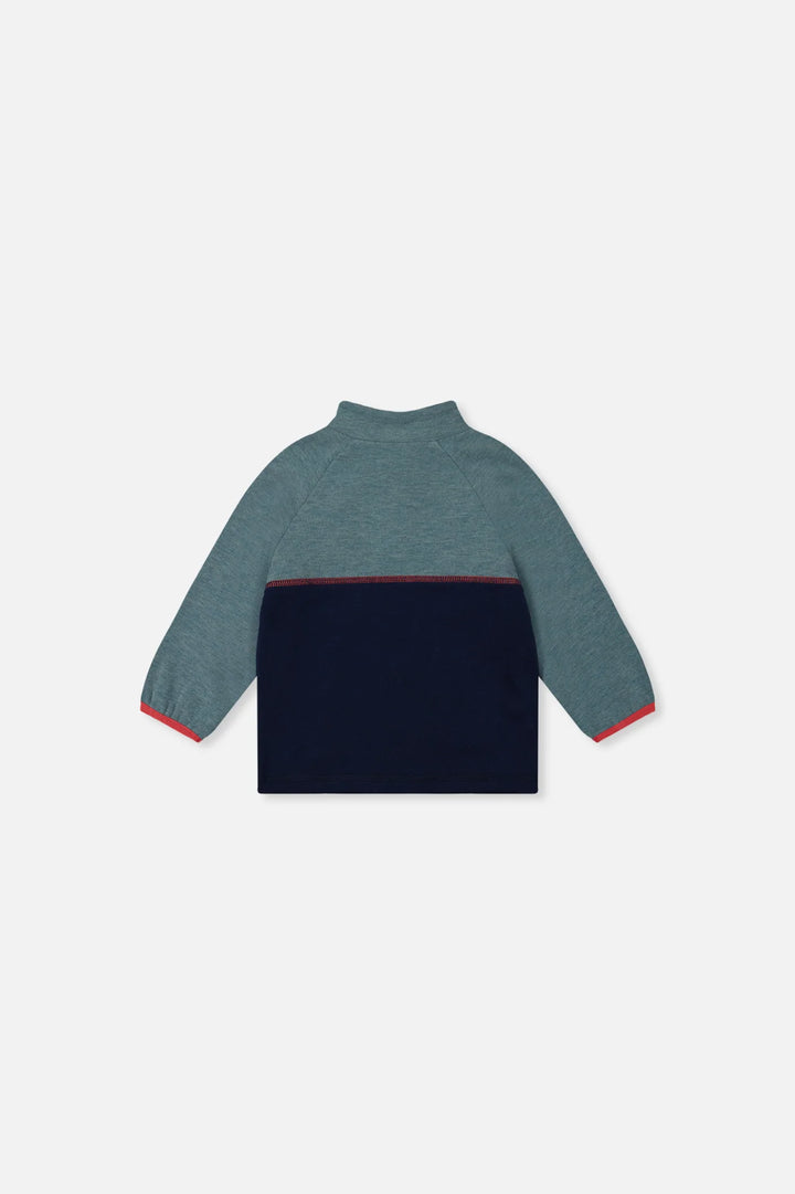 Deux Par Deux Baby Boy 1/4 Zip Mock Neck Top   J20S33B    Stone Blue