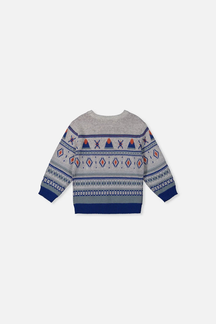 Deux Par Deux Baby Boy Jacquard Knit Sweater   J20ST31B   True Navy