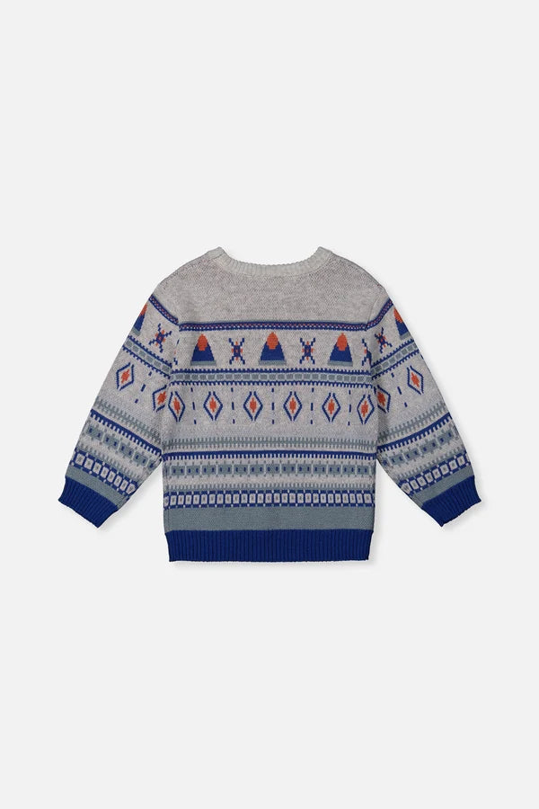 Deux Par Deux Boys Jacquard Knit Sweater   J20ST31   True Navy