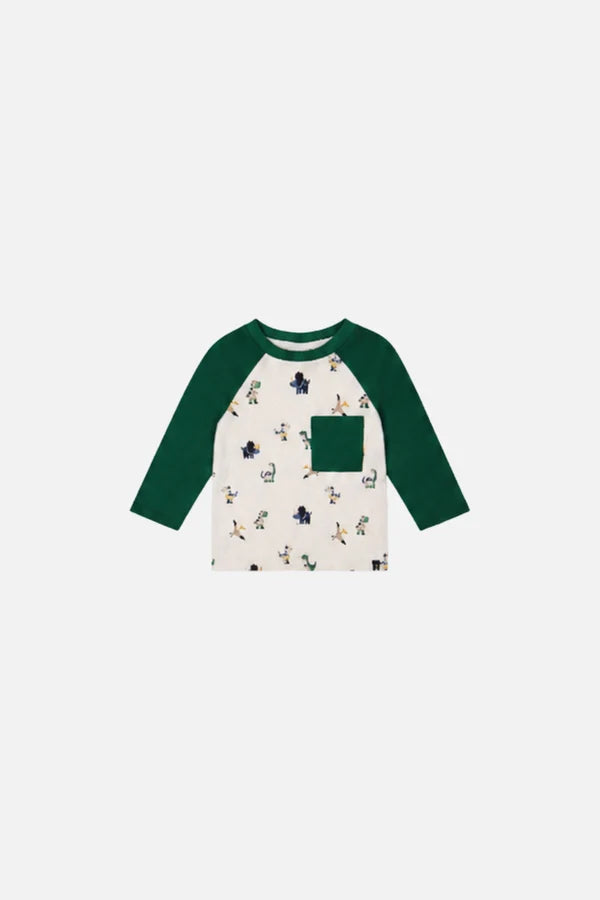 Deux Par Deux Baby Boy Raglan Sleeve Tee   J20T72B   Various Dinos