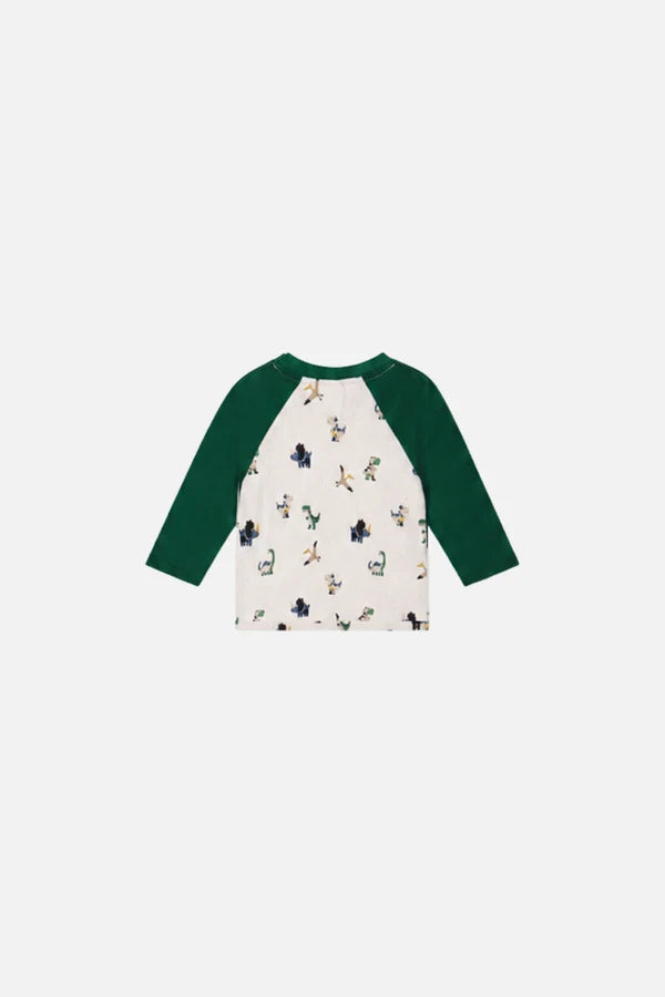 Deux Par Deux Baby Boy Raglan Sleeve Tee   J20T72B   Various Dinos