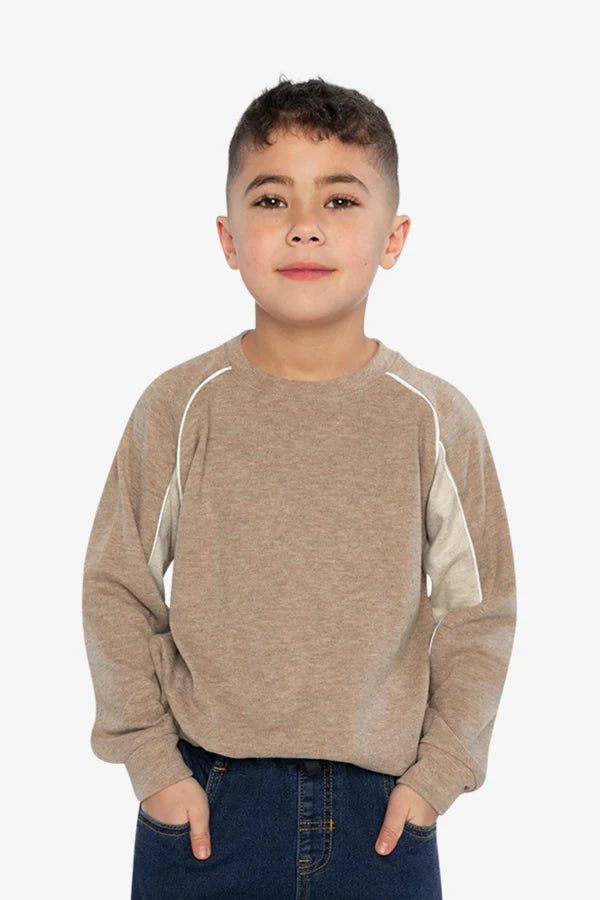 Deux Par Deux Boys Brushed Jersey Top With Raglan Sleeves   J20U09   Light Taupe